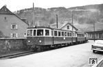 Der vierachsige Schmalspurtriebwagen MEG T 15 wurde 1955 von der Firma Fuchs in Heidelberg für die MEG Bahnstrecke Zell im Wiesental – Todtnau gebaut, hier aufgenommen im Bahnhof Zell. Nach der Stilllegung der Strecke im Jahr 1967 wurde er zur MEG-Stammstrecke nach Schwarzach umgesetzt, konnte hier aufgrund seiner Länge von über 16 m aber nur schlecht eingesetzt werden. 1968 wurde er an die Württembergische Eisenbahn-Gesellschaft verkauft, wo er als WEG T 35 auf der Bahnstrecke Amstetten – Laichingen zum Einsatz kam. 1976 wechselt er zur Inselbahn Langeoog und bekam dort die Bezeichnung T 3. Schließlich wurde er 1995 von den Harzer Schmalspurbahnen (HSB) übernommen.  (15.04.1960) <i>Foto: Helmut Röth</i>