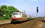 Der nächste Kurz-IC 646 "Hellweg" von Dortmund nach Köln fährt mit 103 170 durch Opladen. (25.04.1987) <i>Foto: Joachim Bügel</i>