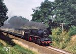Eine der letzten Dampf-Schnellzugleistungen überhaupt: 41 1025 mit dem D 447 (Köln - Leipzig), den die Oebisfelder Lok bis Magdeburg beförderte, bei Flechtingen. (30.07.1982) <i>Foto: Joachim Schmidt</i>