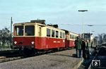 In Minden Oberstadt steht der 1932 bei Linke-Hofmann-Busch gebaute Triebwagen 7 der Mindener Kreisbahn (MKB), hinter dem sich der frühere DB-VT 78 901 (DRG-VT 133 001) verbirgt (30.10.1972) <i>Foto: Dieter Junker</i>
