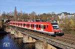 422 523 als S 5 (30858) nach Hagen auf der Ruhrbrücke über den Harkortsee bei Wetter an der Ruhr. (09.03.2014) <i>Foto: Zeno Pillmann</i>
