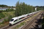 Dort, wo sonst nur Güterzüge verkehren, sind 403 003 und 403 030 als ICE 623 (Dortmund - München) in Wengern Ost unterwegs. (24.06.2020) <i>Foto: Wolfgang Bügel</i>