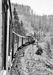 Blick aus dem Zug auf eine hart arbeitende 93.5 auf der Steigung bei Vormwald. (1951) <i>Foto: Gerhard Moll</i>
