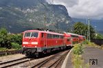 Nur noch wenige (Verstärker-)Züge verkehren zwischen München und Garmisch lokbespannt. 181 181 erreicht mit RB 59449 aus München den Zielbahnhof. (29.07.2020) <i>Foto: Zeno Pillmann</i>