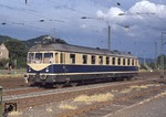 In Diensten der US-Army überlebte der in Heidelberg stationierte und mehrfach umgebaute 633 803 (VT 33) als letzter seiner Baureihe, hier als Sonderzug im Bahnhof Bonn-Mehlem. (23.06.1978) <i>Foto: Peter Schiffer</i>