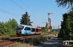 642 198 der Westfrankenbahn auf der RB 56 nach Schöllkrippen bei Hanau Großauheim. (08.08.2020) <i>Foto: Marvin Christ</i>