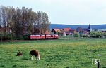 218 272 und 216 047 unterwegs bei Ildehausen. (18.05.1980) <i>Foto: Prof. Dr. Willi Hager</i>