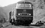 216 092 mit einem Güterzug kurz vor dem Hönebacher Tunnel. (06.05.1972) <i>Foto: Burkhard Wollny</i>