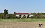 798 522 und 998 724 des Bayerischen Eisenbahnmuseum Nördlingen auf dem Arrabach-Viadukt bei Unterschwaningen. (20.09.2020) <i>Foto: Ralf Opalka</i>