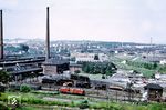 Blick in das Bw Kassel, wo u.a. 10 002, 92 739 und eine 44 Öl abgestellt sind.  (06.1968) <i>Foto: Günter Hauthal</i>