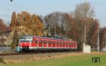 420 308 als S 1 (Offenbach Ost - Hattersheim) bei Frankfurt-Sindlingen. (19.11.2011) <i>Foto: Marvin Christ</i>