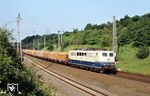 151 112 mit einem Güterzug bei Eichenberg, wo sich die Strecken nach Bebra und Kassel trennen. (31.07.1980) <i>Foto: Prof. Dr. Willi Hager</i>
