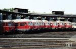 Am 1. Oktober 1983 verabschiedete sich das Bw Limburg mit dieser Parade von der Baureihe 517, die hier seit 1959 (als ETA 176) heimisch war. Die Leistungen übernahm weitestgehend die Baureihe 515. (01.10.1983) <i>Foto: Josef Mettler</i>