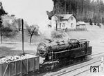 95 044 vom Bw Probstzella schiebt einen Güterzug über die Frankenwaldrampe bei Steinbach/Wald nach. (1931) <i>Foto: RVM</i>