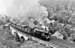 Die bayr. S 3/6 Nr. 349 (spätere 18 433) mit einem Schnellzug nach Nürnberg im Frankenwald bei Steinbach/Wald. (1924) <i>Foto: RVM</i>