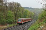 628 639 und 628 556 wählten als Lt-G 27299 (Mühldorf - Kassel) einen Umweg über Limburg aufgrund einer Baustelle auf der Main-Weser-Bahn. Die Fahrt diente der Zuführung zum Werk Kassel. (13.04.2020) <i>Foto: Marvin Christ</i>