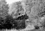 91 1379 mit einem Personenzug nach Sebnitz im Sebnitztal bei Ulbersdorf. (1944) <i>Foto: RVM (Ittenbach)</i>