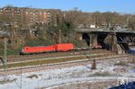 187 138 mit EZ 51275 nach Gremberg an der "langen Brücke" in Wuppertal-Vohwinkel. (12.02.2021) <i>Foto: Wolfgang Bügel</i>