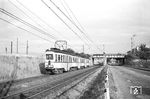 OEG Tw 57/58 und 33/34 nach Mannheim an der Unterführung der Bahnstrecke Mannheim - Heidelberg bei Mannheim-Seckenheim. (25.08.1962) <i>Foto: Helmut Röth</i>