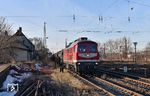 232 173 der Triangula Logistik Gelenau mit einem Düngerzug von Dresden-Friedrichstadt nach Ebeleben in Leipzig-Schönefeld. (19.02.2021) <i>Foto: Ralf Opalka</i>