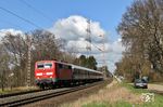 111 056 mit NX-Ersatzzug RB 32517 (W-Oberbarmen - Bonn Hbf) kurz vor Solingen Hbf. (19.03.2021) <i>Foto: Joachim Bügel</i>