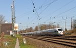 ICE 820 (Nürnberg - Düsseldorf) auf der Güterzugstrecke in Hilden. (31.03.2021) <i>Foto: Joachim Bügel</i>