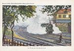 Eine kolorierte Werbepostkarte der Deutschen Reichsbahn "Die Poesie der Eisenbahntechnik", angelehnt an ein Bellingrodtfoto, das eine ausfahrende P 8 in Wuppertal-Elberfeld zeigt. (1929) <i>Foto: WER</i>