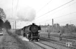 44 123 (Bw Mannheim) mit einem Güterzug in Mannheim-Friedrichsfeld. (03.11.1962) <i>Foto: Helmut Röth</i>