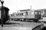 Meßwagen 3 "5076 Han" des BZA Minden, Abteilung für Bremsen, im Bw Nürnberg Hbf. Das Fahrzeug entstand aus einem Umbau des 1931 bei Wismar gebauten VT 873 (ex BC 4i-vT-30). (05.1967) <i>Foto: Georg Kellermann</i>