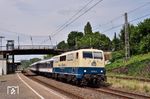 Die nächste Runde mit Mietlok 111 174 vor dem NX-Ersatzzug RB 32436 in Wuppertal-Sonnborn. (28.06.2021) <i>Foto: Zeno Pillmann</i>