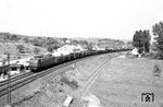 E 50 056 vom Bw Kornwestheim mit einem Güterzug bei Bretten. (01.06.1963) <i>Foto: Helmut Röth</i>