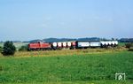 360 150 mit einem schönen Güterzug regionaler Produkte bei Marktschorgast. (02.10.1988) <i>Foto: Joachim Bügel</i>