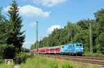 111 017 mit Werbung für das "Bahnland Bayern" vor RB 59525 (München - Garmisch-Partenkirchen) bei Gauting. (04.07.2011) <i>Foto: Stefan von Lossow</i>