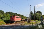 Bei der Rückfahrt des GAG 60716 aus Andernach hatte der Zug merkwürdigerweise die Vorspannlok der Hinfahrt, 151 034 (siehe Bild-Nr. 79918), eingebüßt. Der leere "Andernacher" nach Oberhausen West fährt hier nur mit einer Lok (151 028) durch Immigrath. (08.09.2021) <i>Foto: Joachim Bügel</i>