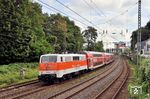 Für eine Woche kam 111 111 von DB-Gebrauchtzug für den Bn-Wagen-Ersatzzug von National-Express auf der RB 48 zwischen Bonn - Köln und Wuppertal zum Einsatz. Am ersten Einsatztag schiebt sie den RB 74350 nach Wuppertal-Oberbarmen östlich des Wuppertaler Hauptbahnhofs. (10.09.2021) <i>Foto: Zeno Pillmann</i>