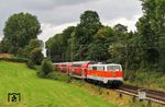 111 111 mit NX-Ersatzzug RB 83995 nach Bonn bei Gruiten. (16.09.2021) <i>Foto: Joachim Bügel</i>