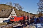 187 206 mit EZ 51404 nach Mannheim Rbf am Bü "Am Olpebach" in Benolpe. (21.12.2021) <i>Foto: Zeno Pillmann</i>