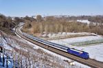145 088 der SRI Rail Invest Ellwangen schiebt den Ersatzzug RE 26882 nach Heilbronn durchs Neckartal bei Nordheim/Württ. (13.02.2021) <i>Foto: Zeno Pillmann</i>