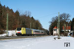 MRCE-Dispolok ES 64 F4-089 (189 989) mit EC 85 (München - Kufstein - Innsbruck - Bozen - Verona - Bologna Centrale) in Aßling/Obb. (21.02.2010) <i>Foto: Stefan von Lossow</i>