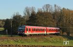 628 688 als RB 15961 auf dem Weg von Gießen nach Fulda bei Nieder-Ohmen im Vogelsbergkreis. (22.10.2011) <i>Foto: Marvin Christ</i>