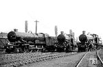 Lokparade mit den Great Western Railway (GWR) Loks GWR 6000 "King George V.", GWR 5010 "Restormel Castle" und GWR 4004 "Morning Star" in Swindon.  (1927) <i>Foto: unbekannt</i>
