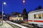 218 446 und 218 415 setzen im Bahnhof Immenstadt um, bevor der IC 2013 die letzte Etappe nach Oberstorf nehmen wird. (12.02.2022) <i>Foto: Joachim Bügel</i>