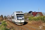 Die Regiobahn in Mettmann übernimmt ab Dezember 2022 die neue Regional-Express-Linie 47 zwischen Remscheid-Lennep – Solingen und Düsseldorf. Im Vorlaufbetrieb wird seit März 2022 bereits mit den ehemaligen Integral-Zügen der BOB getestet. Ein solcher Zug ist im Testbetrieb hier als S 90624 bei Remscheid-Lennep unterwegs. (11.03.2022) <i>Foto: Zeno Pillmann</i>