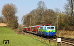 111 074 mit NX-Ersatzzug RB 9489 nach Bonn bei Gruiten. (23.03.2022) <i>Foto: Joachim Bügel</i>