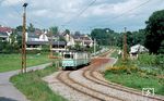 TW 11 mit Bw 75 der Straßenbahn Esslingen–Nellingen–Denkendorf (END) in Scharnhausen. (13.06.1976) <i>Foto: J.C. de Jongh</i>