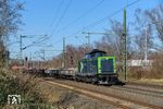 211 125 der AIXrail GmbH Aachen mit einem Bauzug in Bochum-Riemke. (23.02.2022) <i>Foto: Marcus Henschel</i>