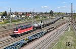 140 855 der Triangula Logistik GmbH Calvörde fährt mit einem Kesselwagenzug von Bad Schandau nach Böhlen in den früheren Rangierbahnhof Engelsdorf ein. (18.04.2022) <i>Foto: Ralf Opalka</i>
