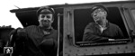 Das freundliche Rottweiler Personal der 44 332, Heizer Spindler (links) und Lokführer Emminger, das die Mitfahrt von Böblingen nach Rottweil ermöglichte. (10.05.1969) <i>Foto: Burkhard Wollny</i>