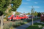 In Iserlohn trifft 111 168 mit dem Ersatzzug aus Letmathe auf 632 117. (04.10.2022) <i>Foto: Joachim Schmidt</i>