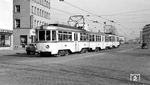 TW 1114 (Westwaggon/SSW, Baujahr 1940) auf der Linie B (Bensberg - Refrath - Brück - Kalk - Deutz - Neumarkt) in der Cäcilienstraße kurz vor dem Kölner Neumarkt. (02.1953) <i>Foto: Karl Wyrsch, Slg. D. Ammann</i>